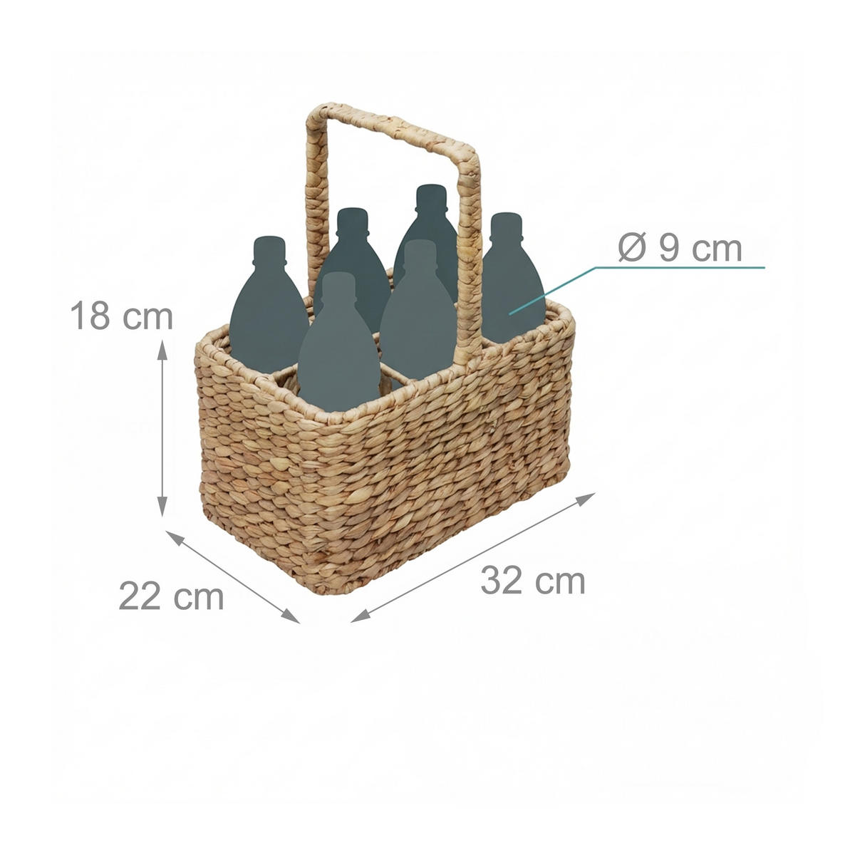 FLASCHENKORB - Hellbraun, Textil/Metall (32/34/22cm) - Relaxdays