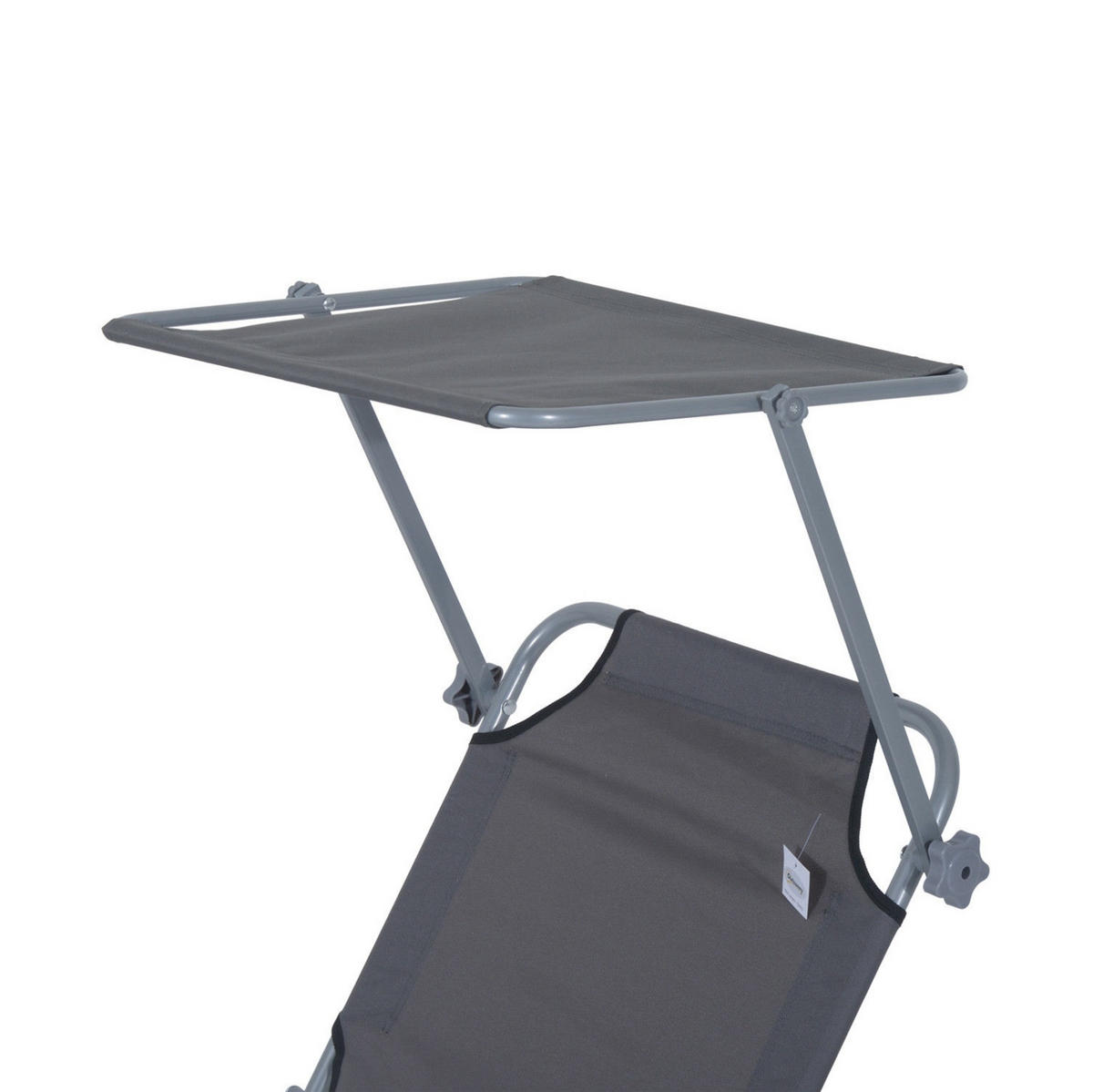 SONNENLIEGE aus Metall 187x58x36 cm in Grau mit verstellbarem Sonnendach - Grau, Metall (58/36/187cm) - Modfu
