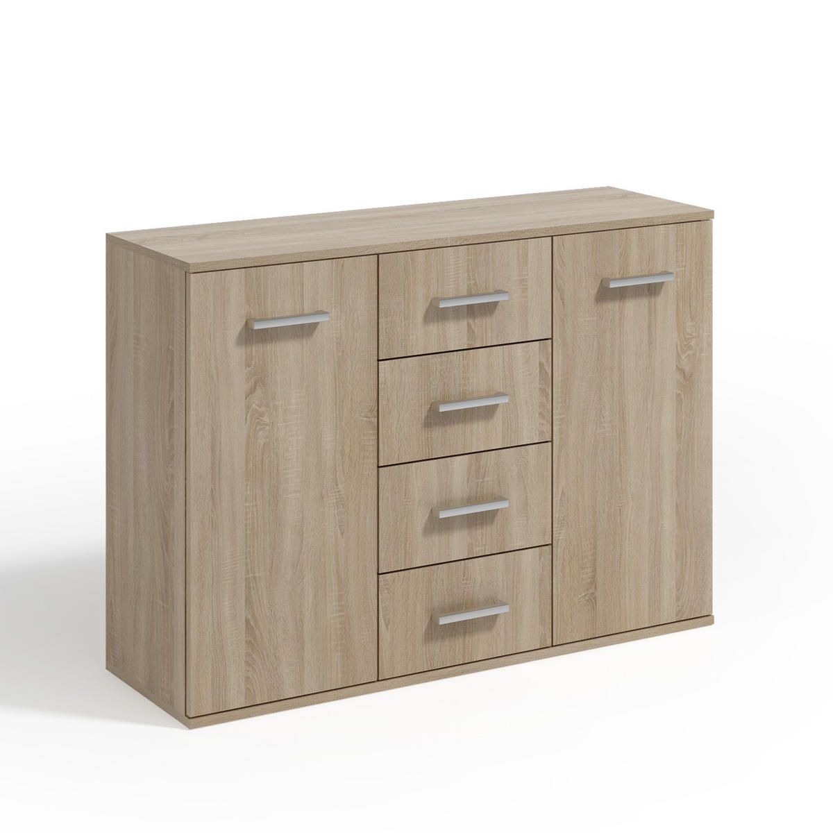 KOMMODE GIACOMO II 112/85/33 cm mit 4 Schubladen 2 Türen Sonoma Eiche - Sonoma Eiche, Holzwerkstoff (112/85/33cm) - MASSENO