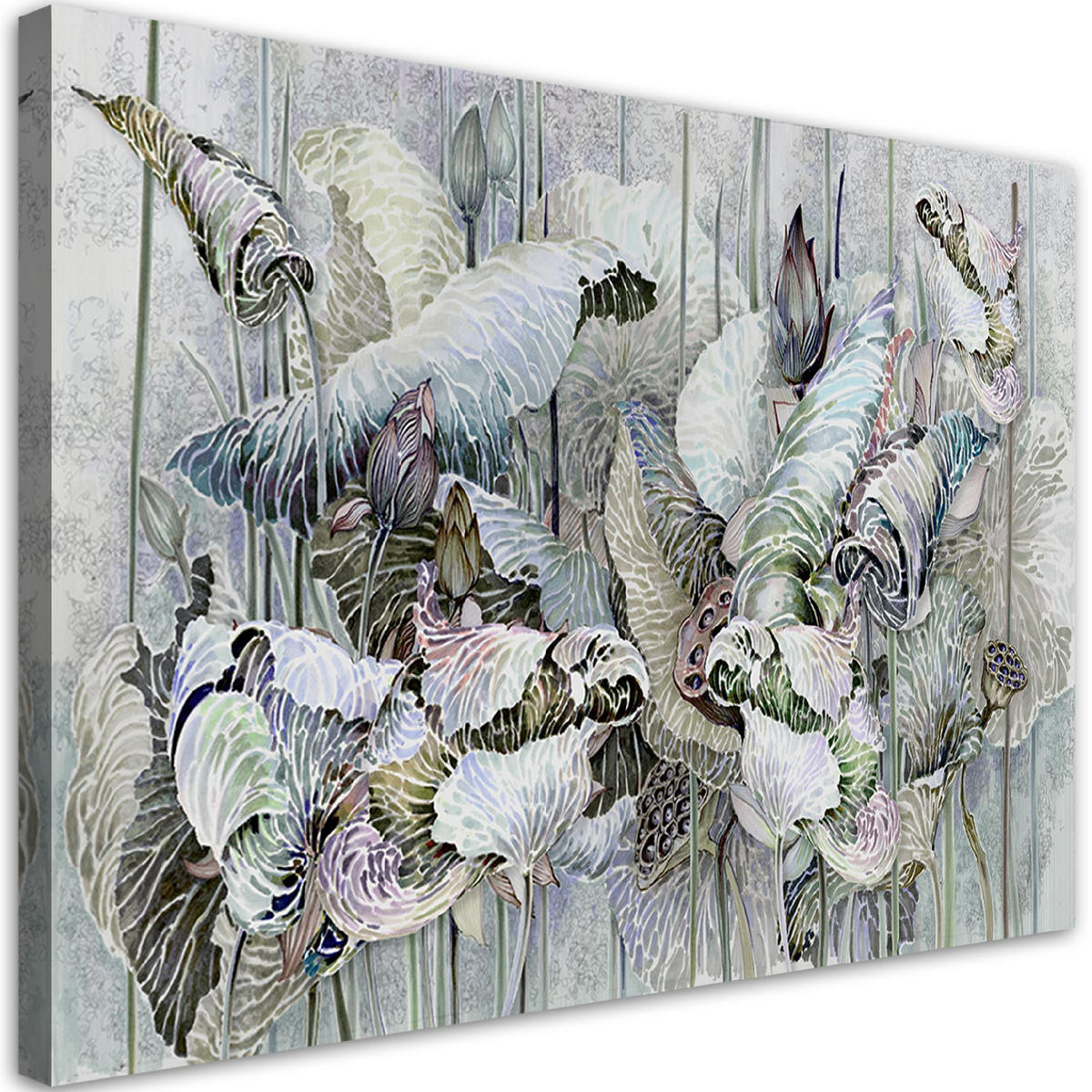 WANDBILD saint lotos blumen - Türkis, Textil (60/40cm) - Feeby