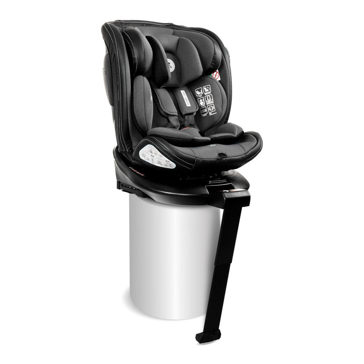 KINDERSITZ Estate i-Size dunkelgrau (40-150cm) Isofix, Stützbein, Sitz 360° drehbar - Grau, Kunststoff (47/62/52cm) - Lorelli