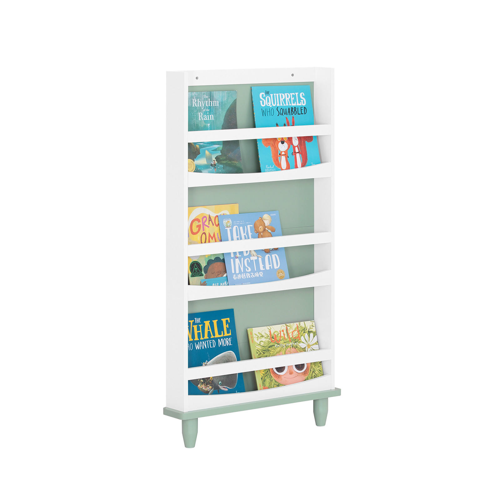 BÜCHERREGAL Kinder Grün-Weiß - Weiß/Grün, Holzwerkstoff (64/120/12cm) - SoBuy