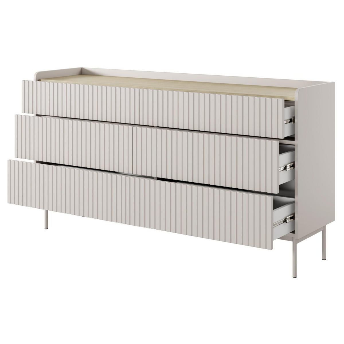 KOMMODE Liwelo Greige 153 cm - Taupe, Holzwerkstoff/Metall (153/82.2/38cm) - Selsey