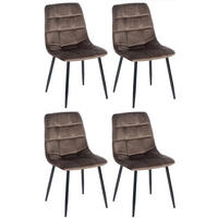 ESSZIMMERSTÜHLE 4er-Set VOUL Braun Samt - Braun, Textil/Metall (45/84/55cm) - DELUKE