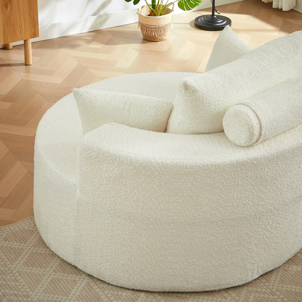 SCHLAFSESSEL Chenille Beige mit Rückenkissen - Beige, Textil (127/85/127cm) - WISHDOR