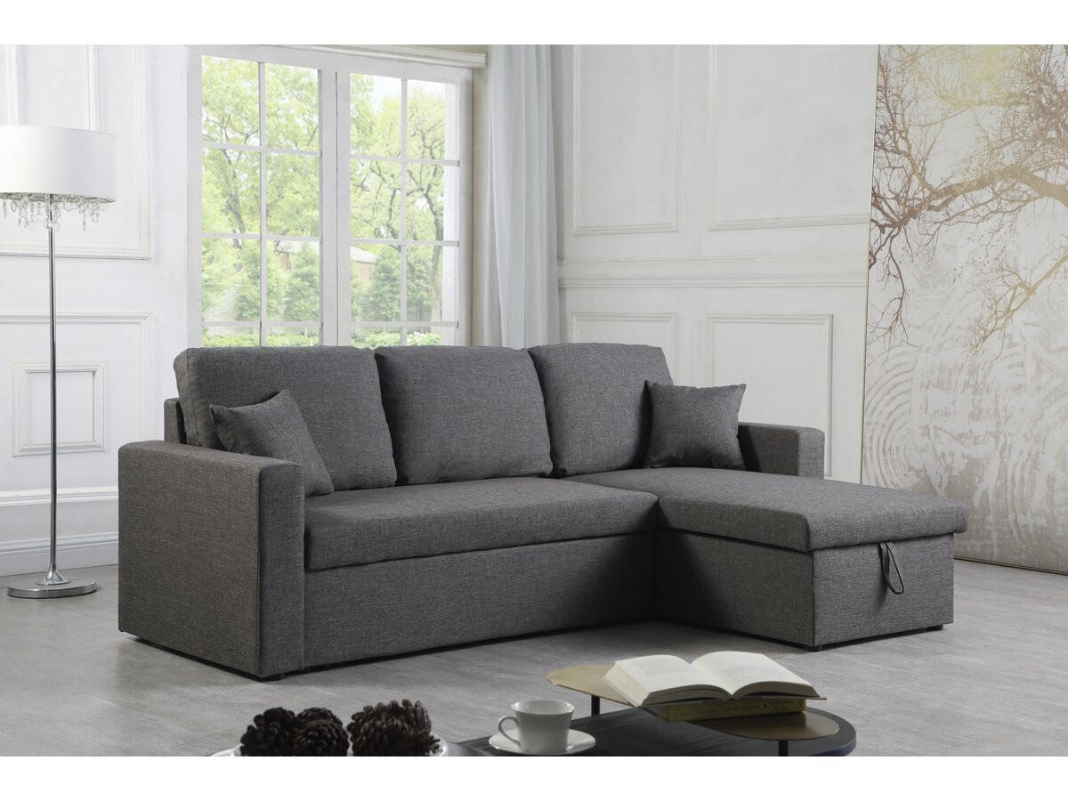 ECKSCHLAFSOFA Alain Grau - Grau, Textil (221/145cm) - Habitat Garten