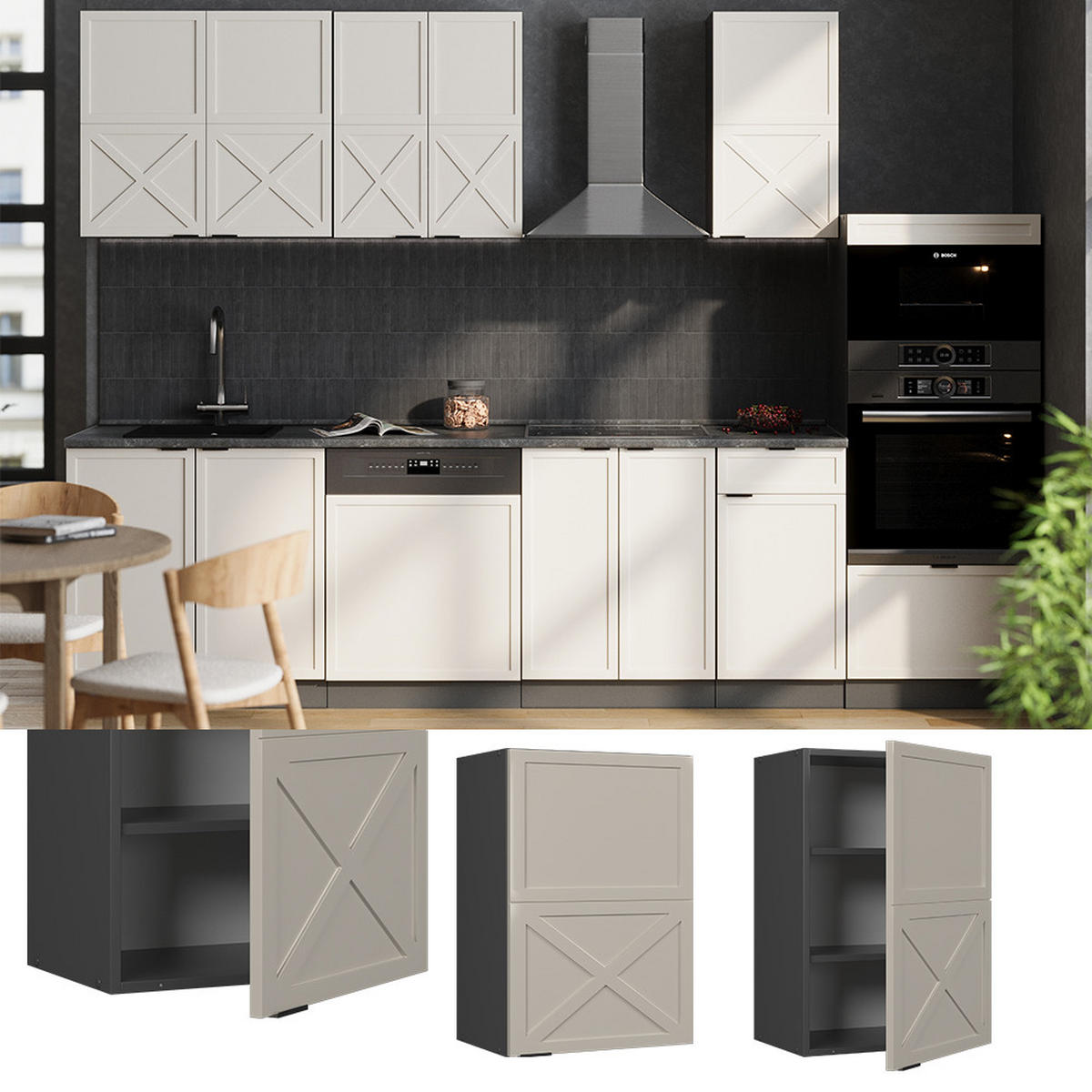 HÄNGESCHRANK Fame-Line GrauBeige 50 cm - Anthrazit/Grau, Holzwerkstoff (50/72/34.1cm) - Vicco