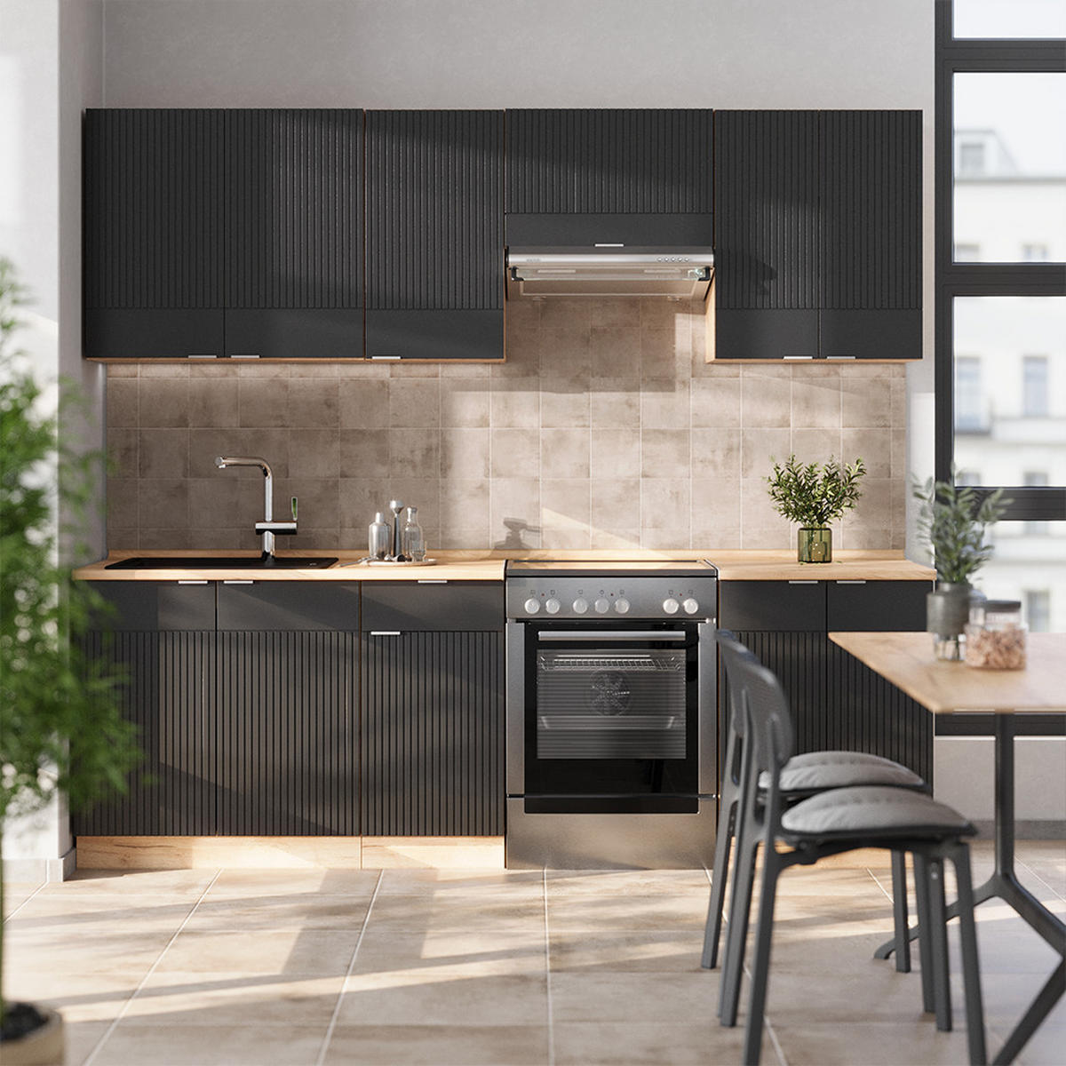 Honigeiche/Schwarz, Holzwerkstoff (240/81.6/60cm) - Vicco