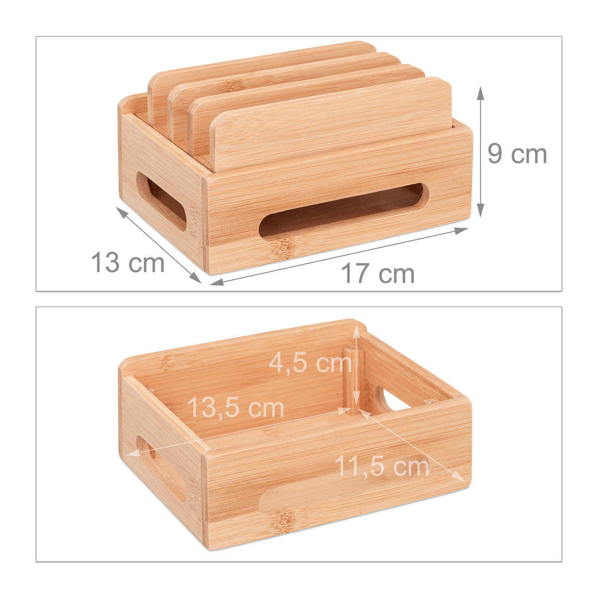 LADESTATION - Hellbraun, Holz (13/17/9cm) - Relaxdays