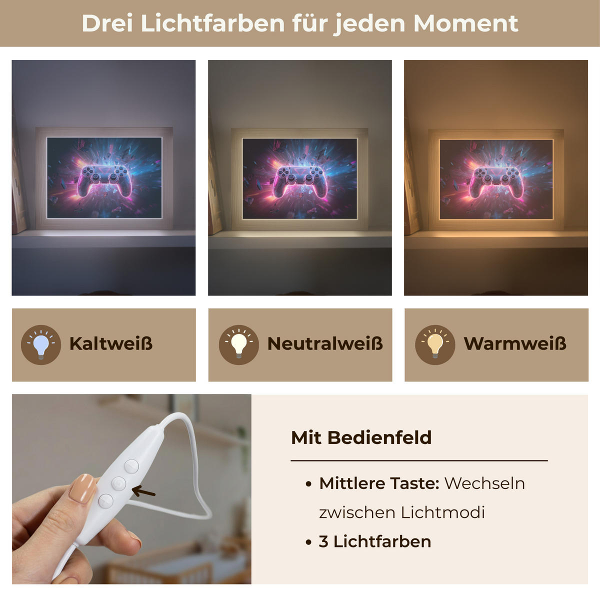 NACHTTISCHLAMPE Controller - Neon - Explosion - Abstrakt 20x15 cm - Violett, Holzwerkstoff (8/20/15cm)