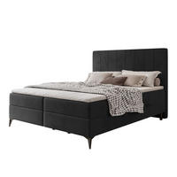 BOXBETT VERA 120x200 cm mit Matratze und Topper, Weicher wasserabweisender Samt Schwarz - Schwarz, Textil (120/200cm) - Idohome