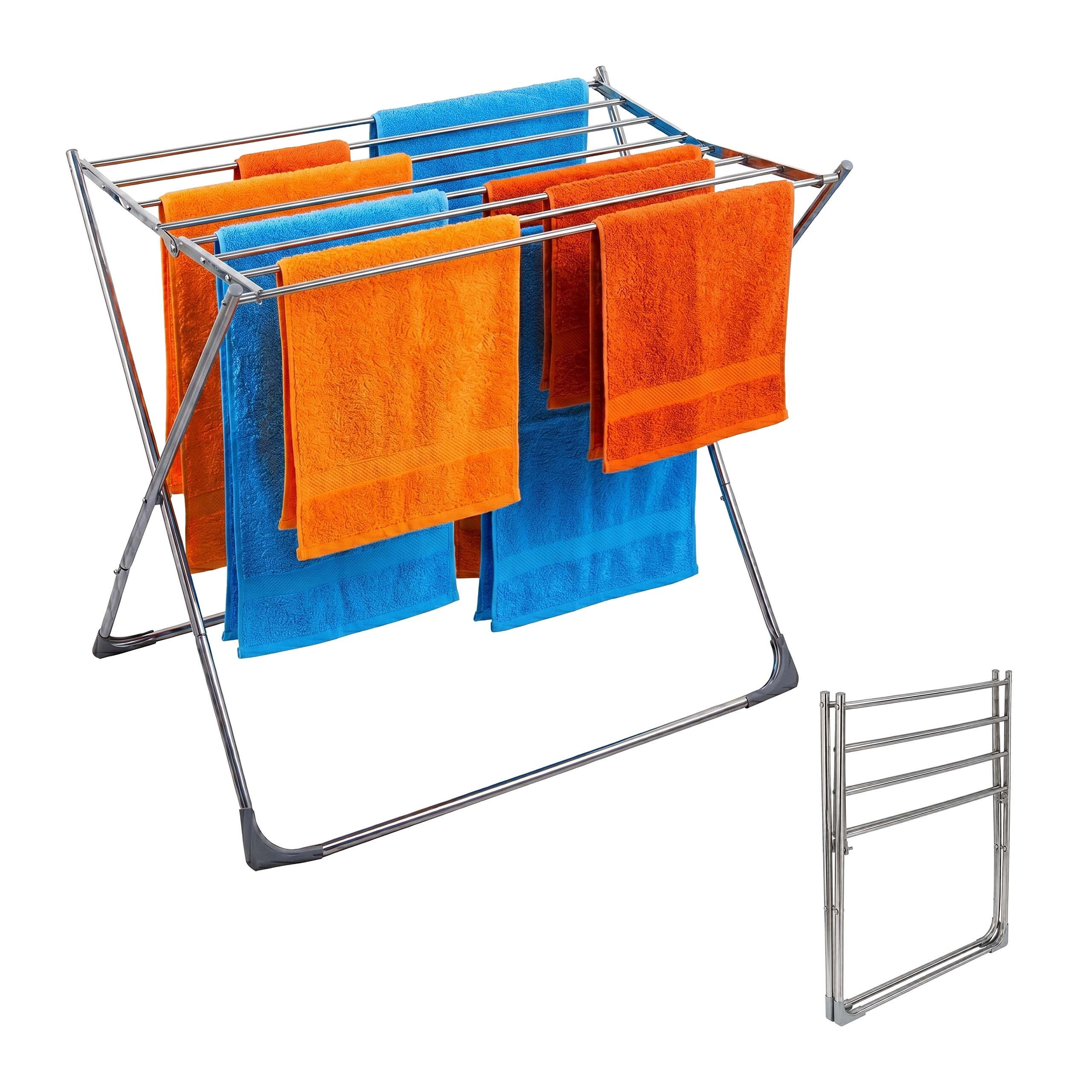 SUŠIAK na prádlo - strieborná, kov/plast (86/77/57cm) - Relaxdays