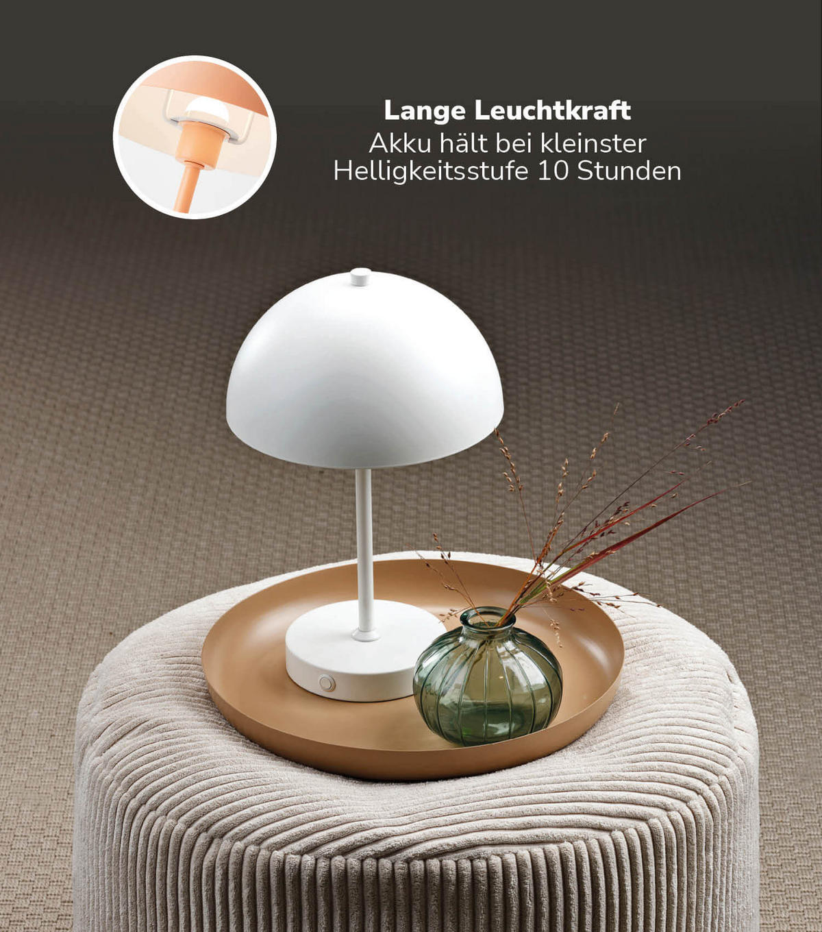 TISCHLAMPE KABELLOS Der Leuchtturm - Orange, Metall (20/20/31.5cm) - Mokebo