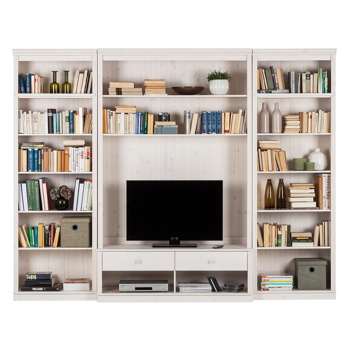 WOHWAND - Kiefer massiv, Typ A - Weiß/Kieferfarben, Holz (288/223/45cm) - home24