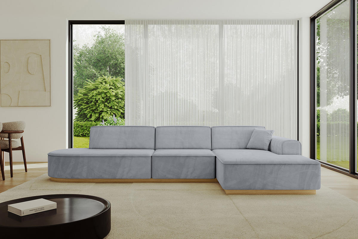 ECKSOFA Ottomane Rechts IREA-L2-v2 - 327x165x80 cm Grau - Titanfarben, Holzwerkstoff/Textil (327/165cm) - ALTDECOR