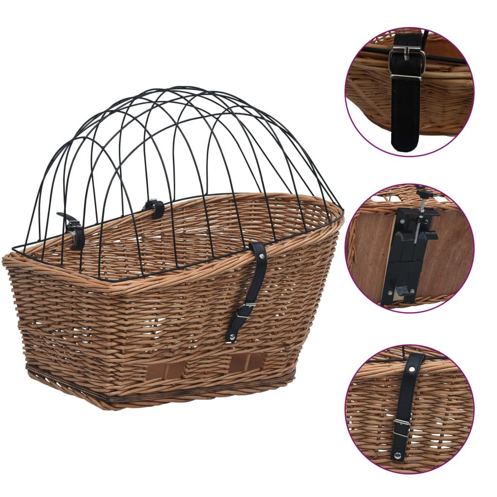 FAHRRADKORB Gepäckträger Mit Deckel 55/31/36 Cm Natur Weide - Braun, Naturmaterialen (31/26/55cm) - vidaXL