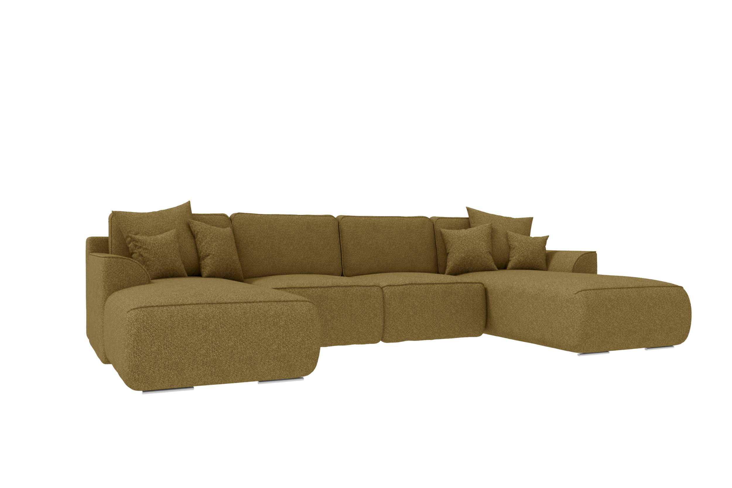 WOHNLANDSCHAFT Gusto Strukturstoff Olivgrün inkl. Schlaffunktion - Chromfarben/Olivgrün, Kunststoff/Textil (306/96/194cm) - 99rooms