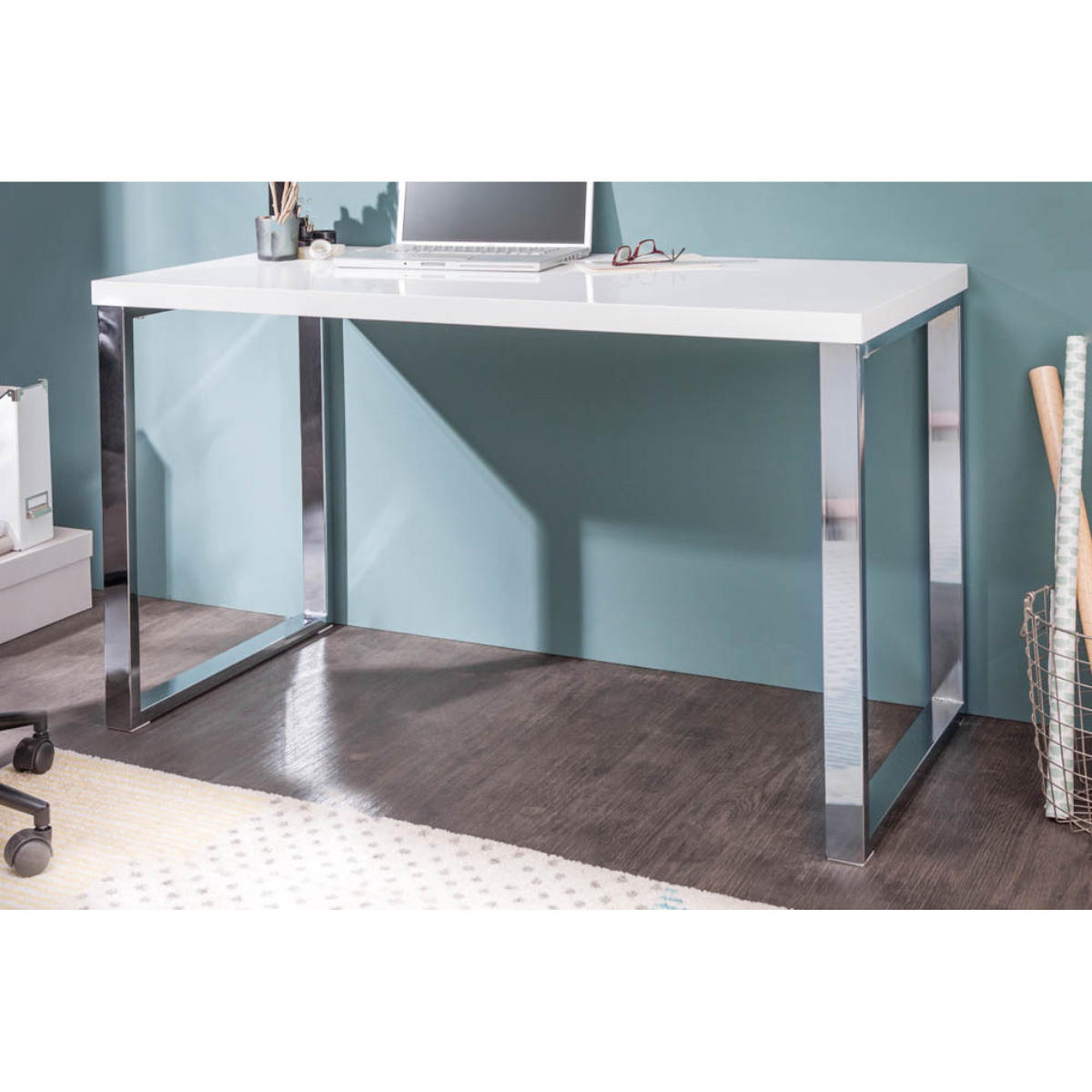 SCHREIBTISCH WHITE DESK Weiß 120 cm - Weiß, Holz (60/120/75cm) - riess-ambiente