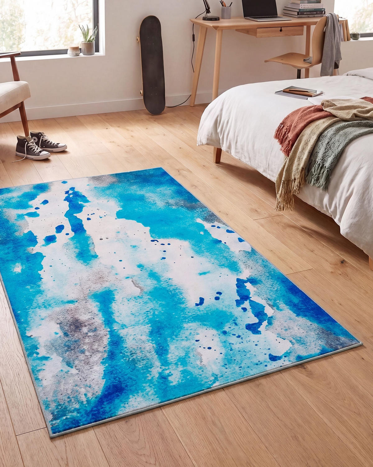 KURZFLOR-TEPPICH Bozat 150/80 cm - Blau, Kunststoff (80/150cm) - Beliani