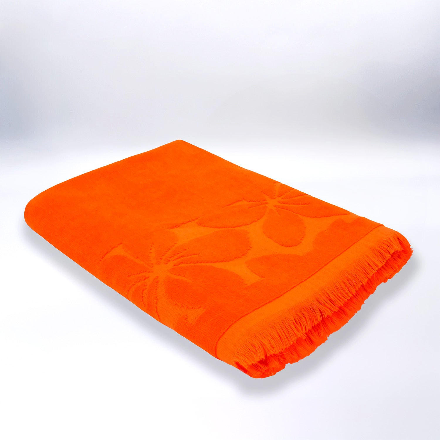 STRANDTUCH Frottee Velours Jacquard Orange 90x170 340g/m² - Kerlaz - Orange, Textil (170/90cm) - LE COMPTOIR DE LA PLAGE