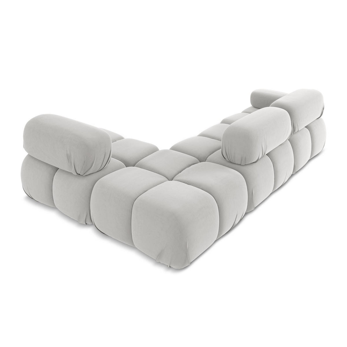 ECKSOFA Rechts Samt Stoff Grau - Silberfarben/Schwarz, Kunststoff/Textil (285/190cm) - LaMiaSofa