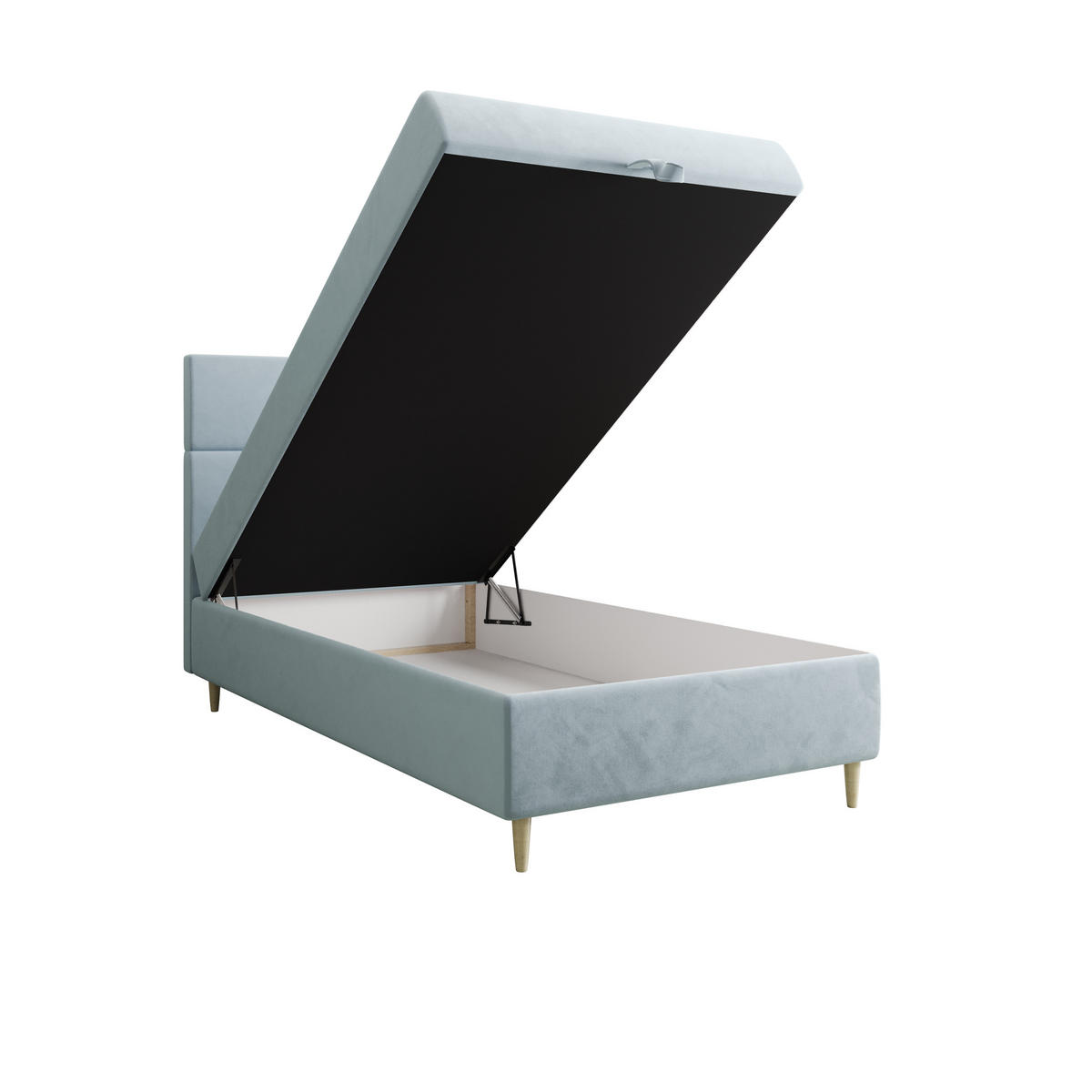 BOXBETT FLO 90x200 Itaka 13, mit Matratze H3, Bonell und Topper, Hellblau - Hellblau, Holz/Textil (90/200cm) - Bedante
