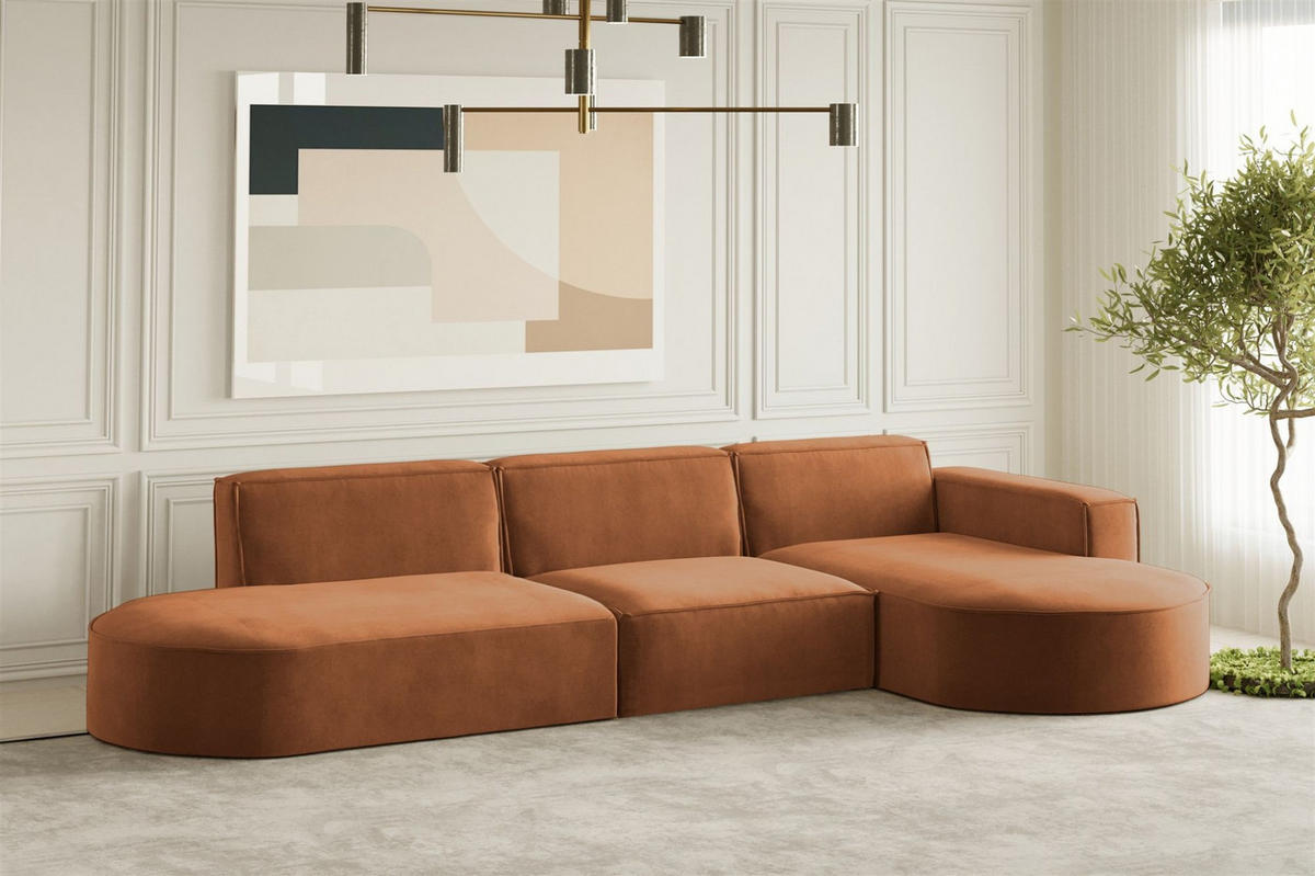 ECKSOFA Palma In Noel - Rot, Holzwerkstoff/Textil (296/165cm) - Fun Möbel