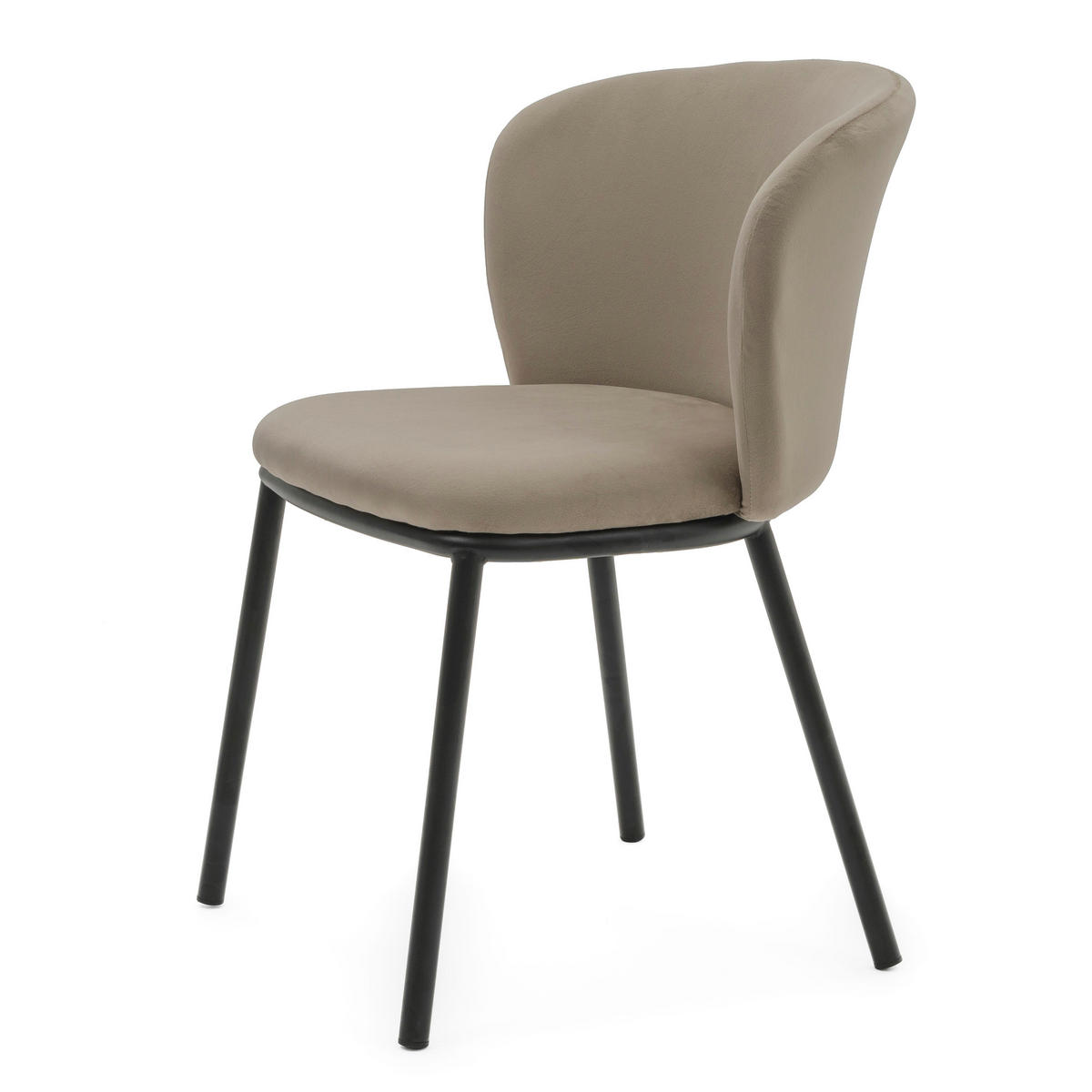 STUHL BARI gepolsterter mit Steppung - dunkelbeige - Samt Velour - Schwarz/Braun, Textil/Metall (54/81/57cm) - NEW HOME