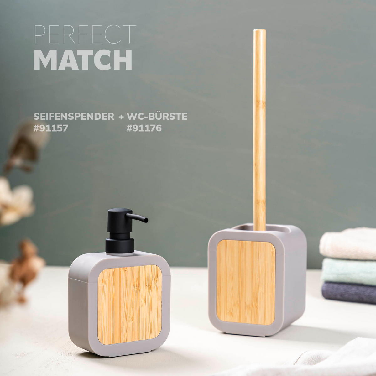 WC-GARNITUR, grau - Taupe, Kunststoff (10/39/10cm) - eluno