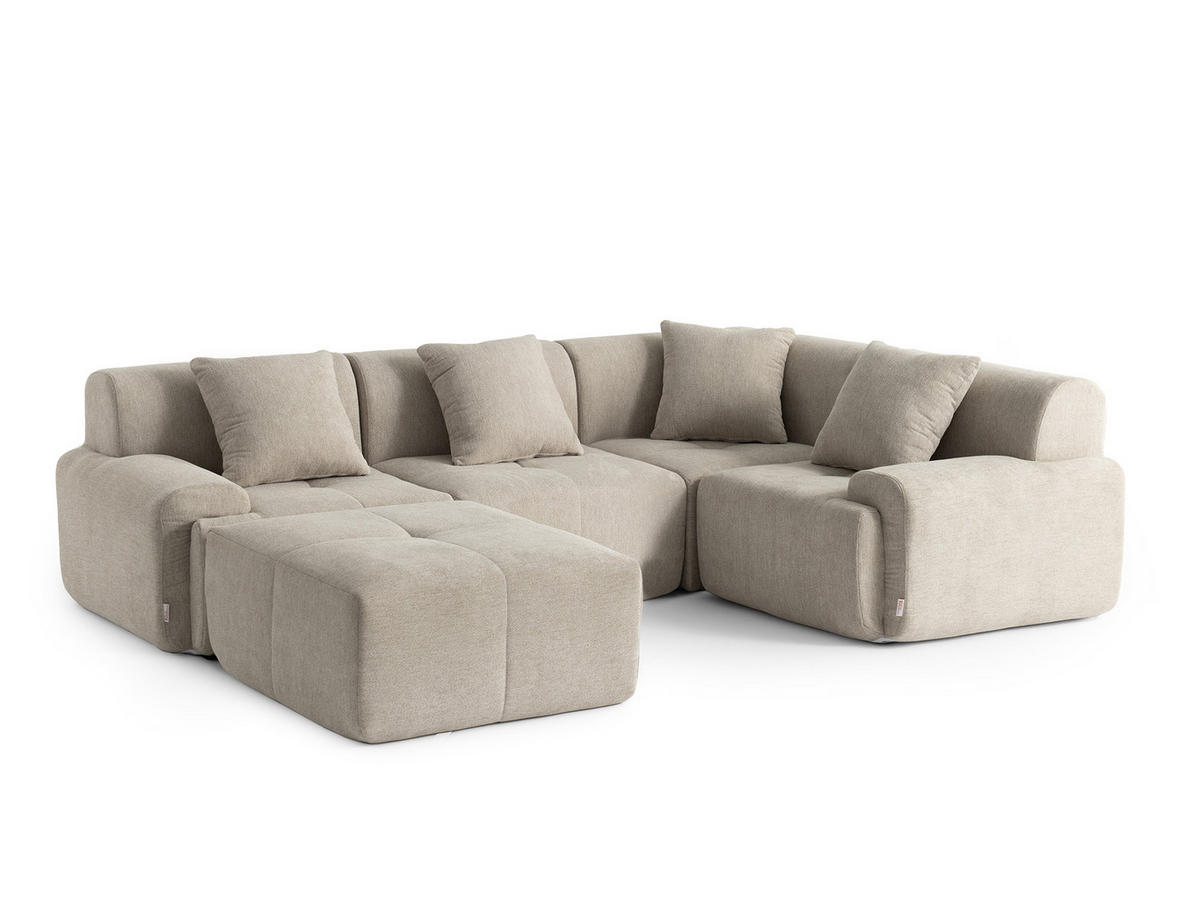 ECKSOFA Chenille Sandbeige - Sandfarben, Textil (260/190cm) - MILYsofa