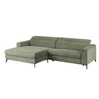 ECKSOFA LAISKA Grün Cord - Schwarz/Olivgrün, Textil/Metall (282/177cm) - KAWOLA