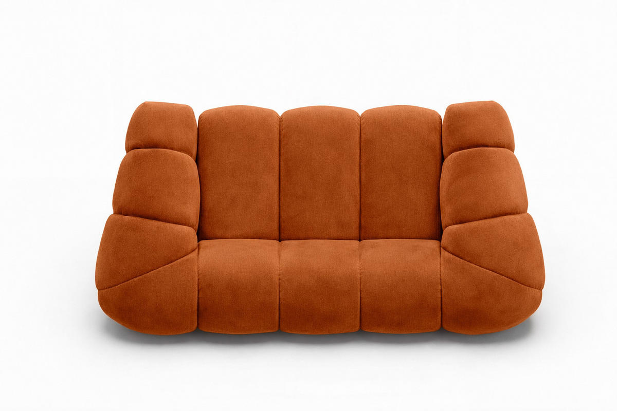 SOFA 2-Sitzer modular, Veloursstoff Bluvel, Zimtfarbe, CROISSANT - Orange, Holz (200/72/115cm) - Kaiser Möbel
