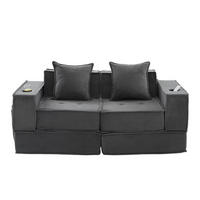 2-SITZER-SOFA 162/78/66 cm mit 2 Kissen, Seitentaschen und modularem Cord-Design, Dunkelgrau - Dunkelgrau, Textil (162/66/78cm) - Redom