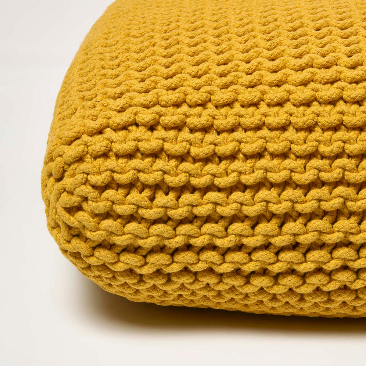 STRICK-POUF senfgelb, Bodenkissen 70/70/20 cm - Gelb, Textil (70/20/70cm) - Homescapes