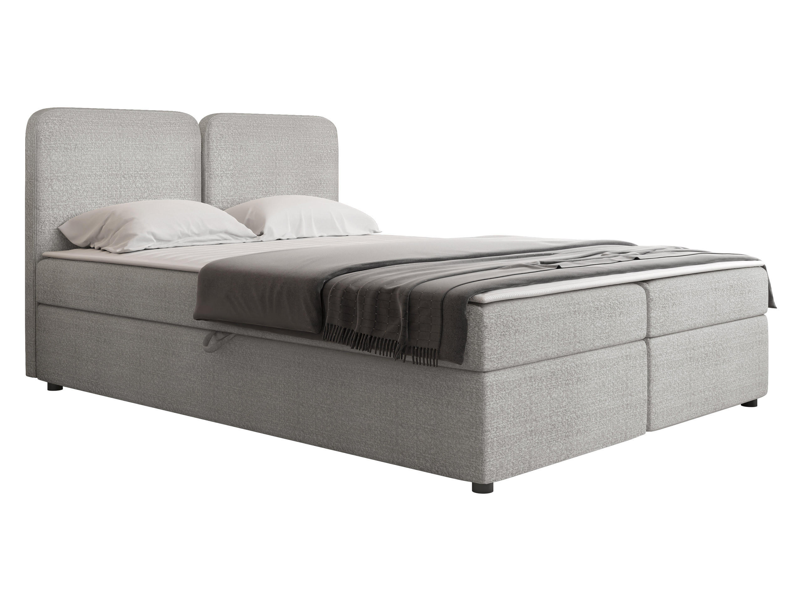 BOXBETT Boho - Hellgrau/Schwarz, Holz/Holzwerkstoff (140/200cm) - MIRJAN24