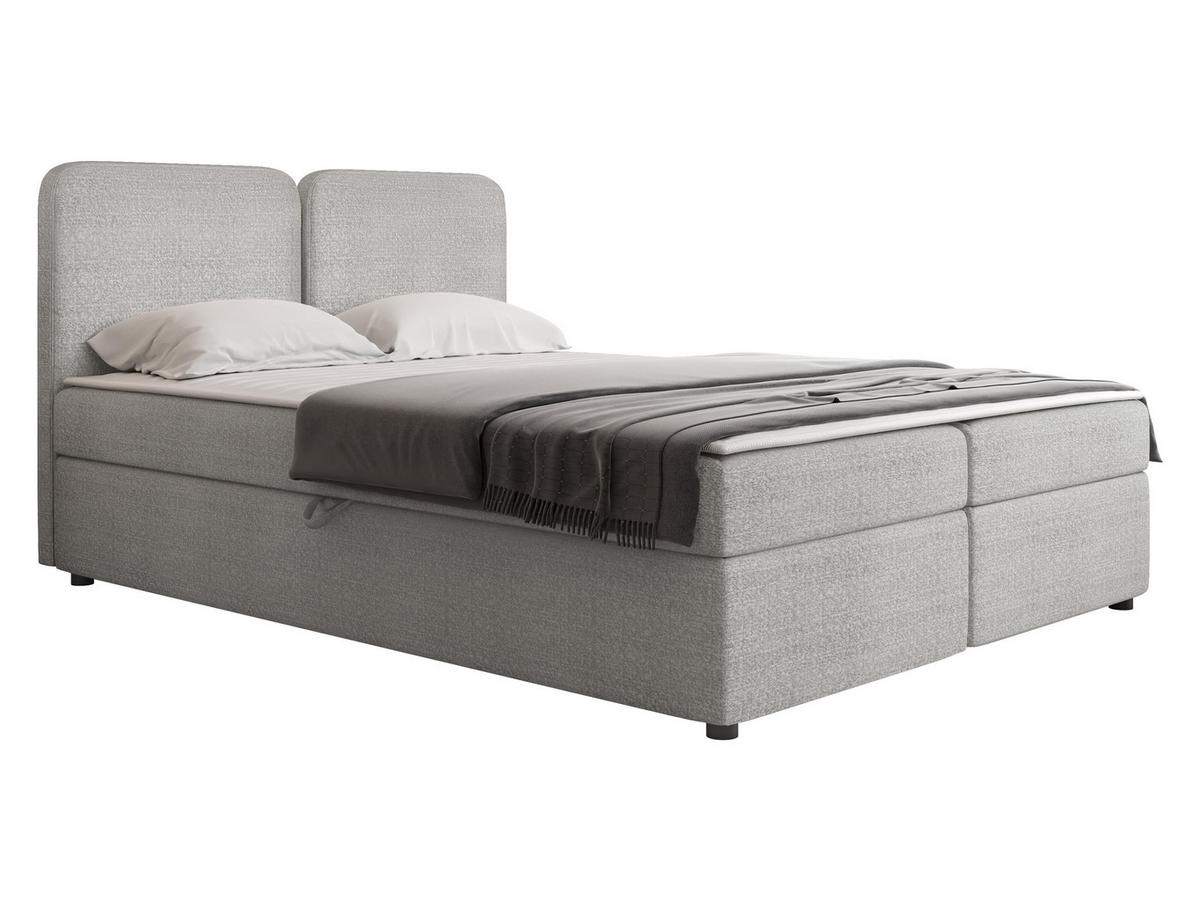 BOXBETT Boho - Hellgrau/Schwarz, Holz/Holzwerkstoff (180/200cm) - MIRJAN24