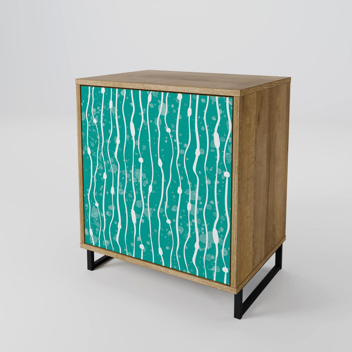 SIDEBOARD TURQUOISE RAIN, Eichefarben, 57,5x42x77,5 cm, Schräge Buchenholzfüße - Eichefarben/Buchefarben, Holzwerkstoff/Buchenholz (57.5/77.5/42cm) - SpaceRebels