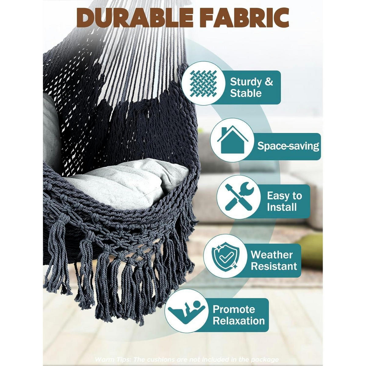 HÄNGESESSEL Dunkelgrau 240 x 80 cm - Anthrazit, Textil (100/80/150cm)