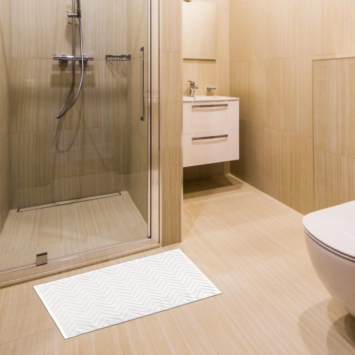 BADEMATTE rutschfest mit Memory-Schaum (Weiß) - Weiß, Textil (50/80cm) - Intirilife