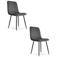 ESSZIMMERSTUHL 2-er Set RIFT grauer Sitz, schwarze Beine - Schwarz/Grau, Textil (46/87/55cm) - Valora