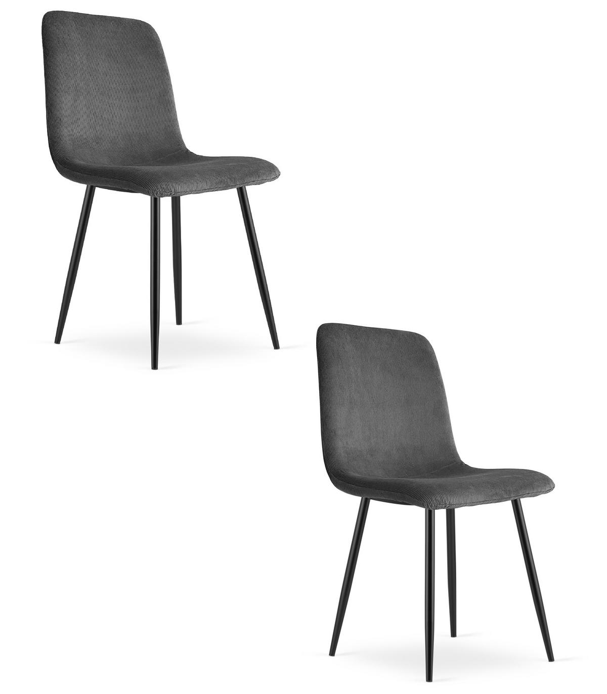 ESSZIMMERSTUHL 2-er Set RIFT grauer Sitz, schwarze Beine - Schwarz/Grau, Textil (46/87/55cm) - Valora