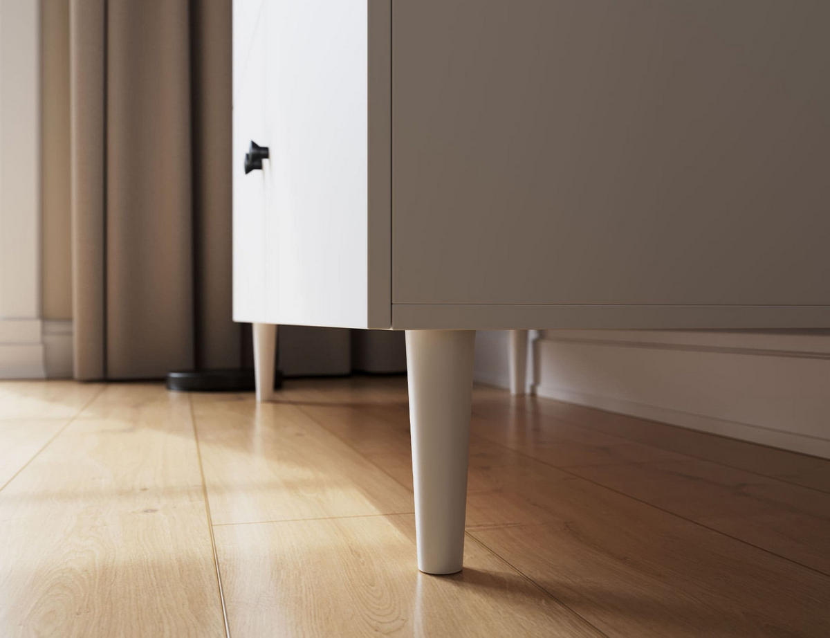 DREHTÜRENSCHRANK - Schrank Aries 120 - Weiß - Schwarz/Weiß, Holzwerkstoff (120/205/60cm) - Möblo