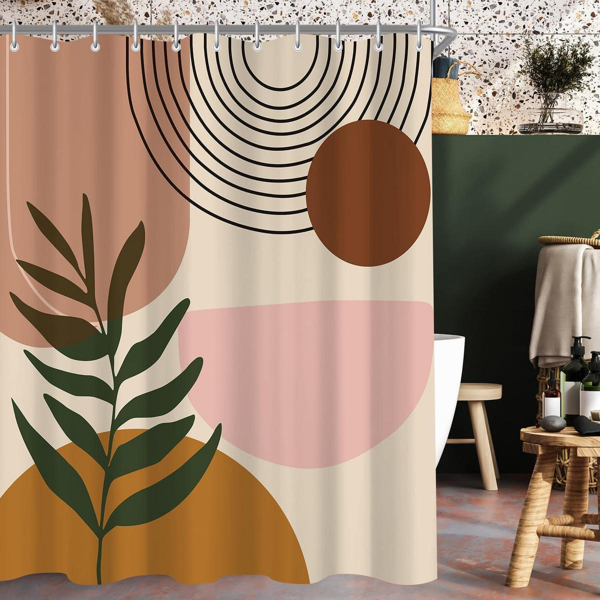 DUSCHVORHANG Blätterabdruck 240 x 200 cm - Multicolor, Textil (240/200cm)