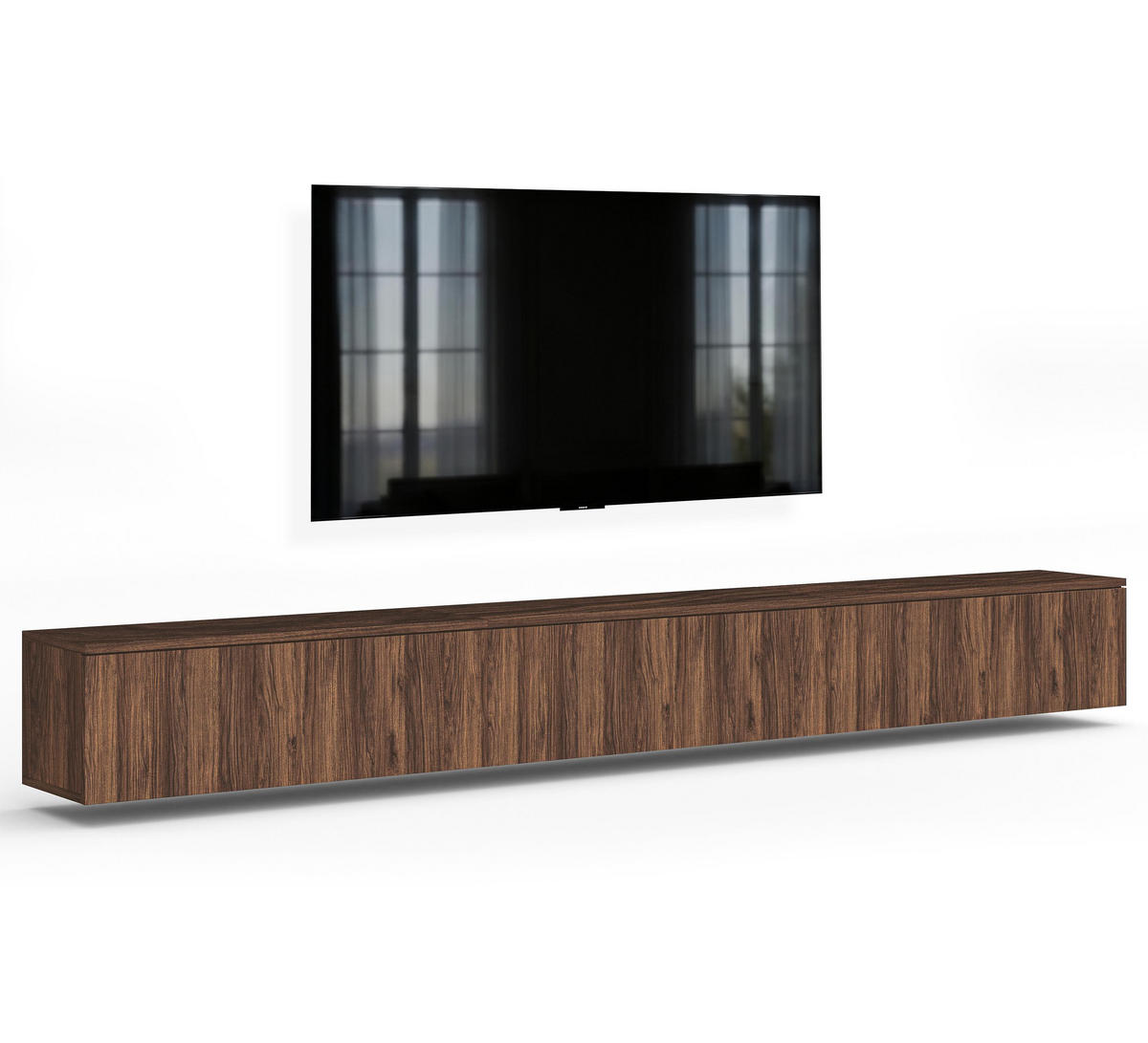 LOWBOARD Barvo 3x100 Nussbaum Warmia 300/34/32 cm – hängendes TV-Board - Nussbaumfarben, Holzwerkstoff (300/34/32cm) - AX Living