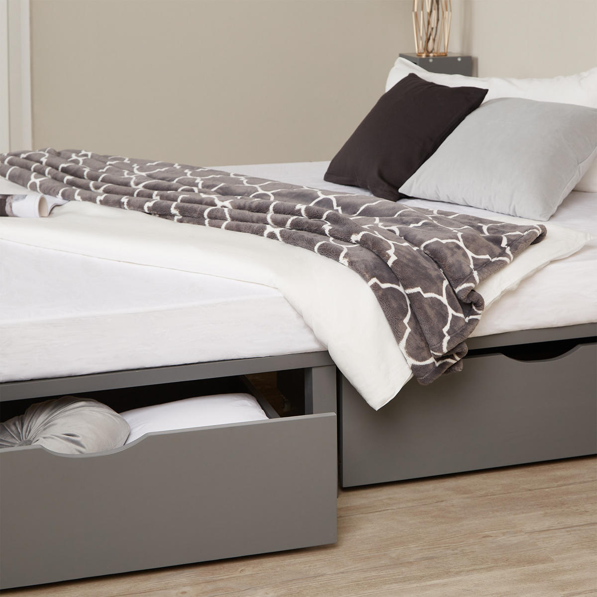 HOLZBETT mit Stauraum 140/200 cm grau - Grau, Holz (140/200cm) - Homestyle4u