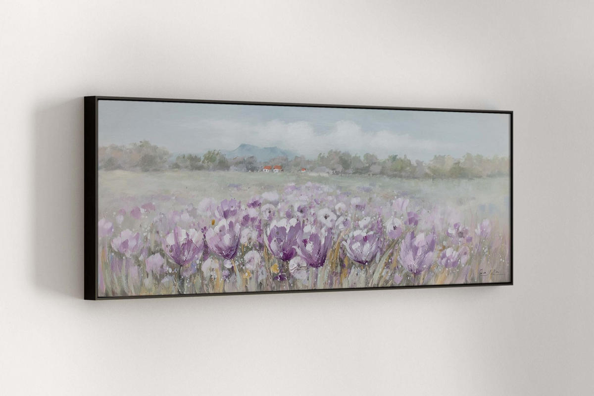 ÖLGEMÄLDE 150/50 cm - Lila/Grün, Holz/Textil (150/50cm) - KUNSTLOFT