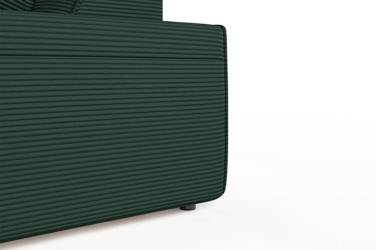 ECKSOFA RANI Smaragdgrün Cord - Smaragdgrün/Schwarz, Kunststoff/Textil (299/189cm) - KAWOLA