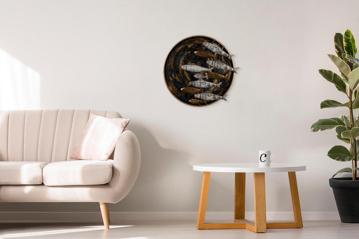 WANDDEKO Schwarz 60/60 cm - Schwarz, Metall (5.7/60/6cm) - KUNSTLOFT