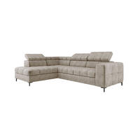 ECKSOFA PABLO CLOUD L‑förmig mit Bett, Bettkasten, verstellbaren Kopfstützen, weichen Metallfüßen, freistehend, LINKS, 201x270x97 cm Beige - Beige, Holz/Textil (201/270cm) - DomoHome