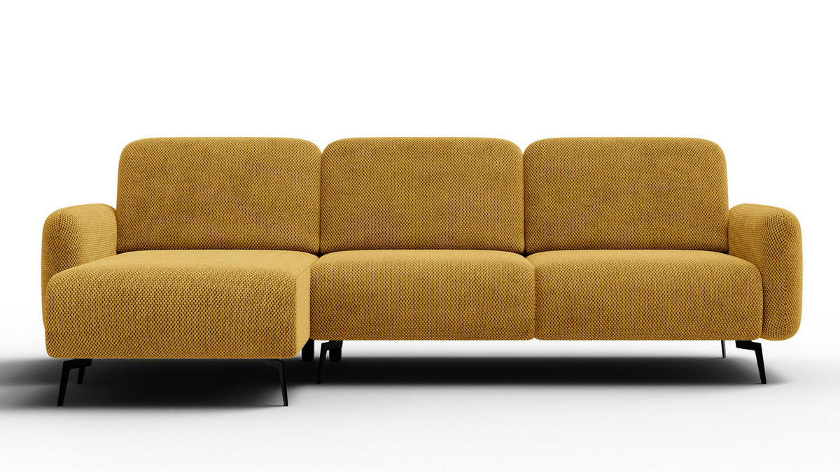 ECKSOFA FEBE 4-Sitzer links, dunkelgelb - Gelb/Schwarz, Holz/Textil (264/157cm) - Courtois Laville